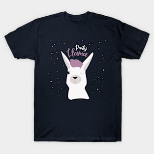 Party Llama Blue Background T-Shirt